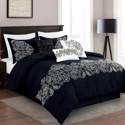 7 Piece Paisley Embroidered  Comforter Set
