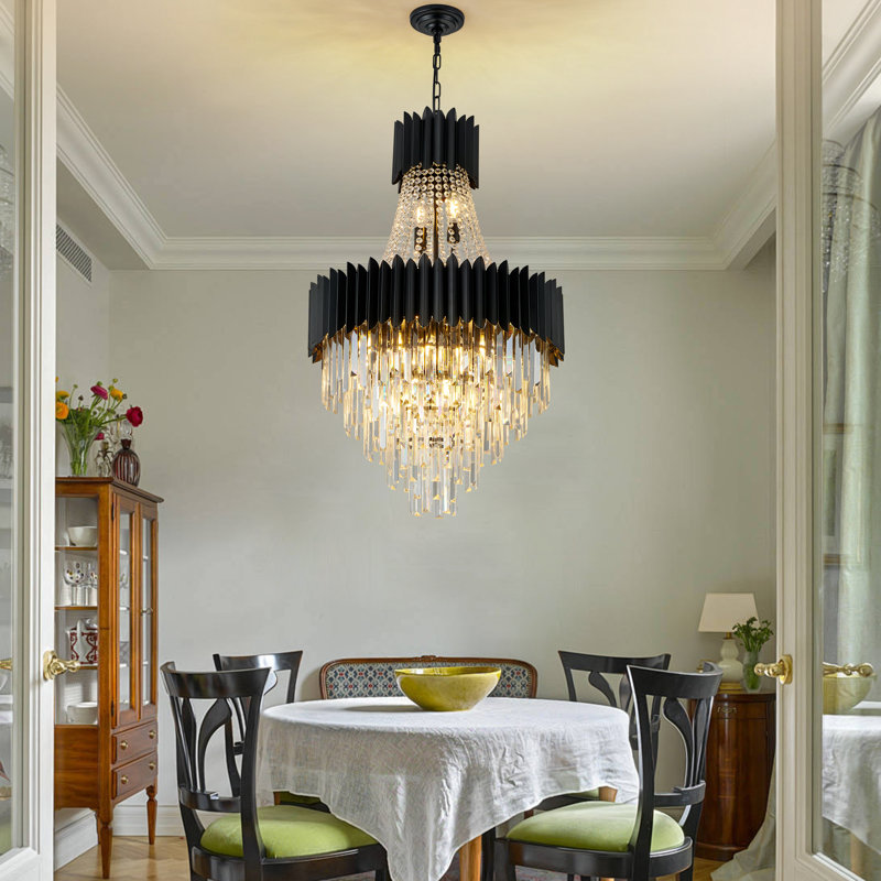 Lustre en cristal, 5, 12, H 35,43 po x l 22,83 po x P 22,83 po