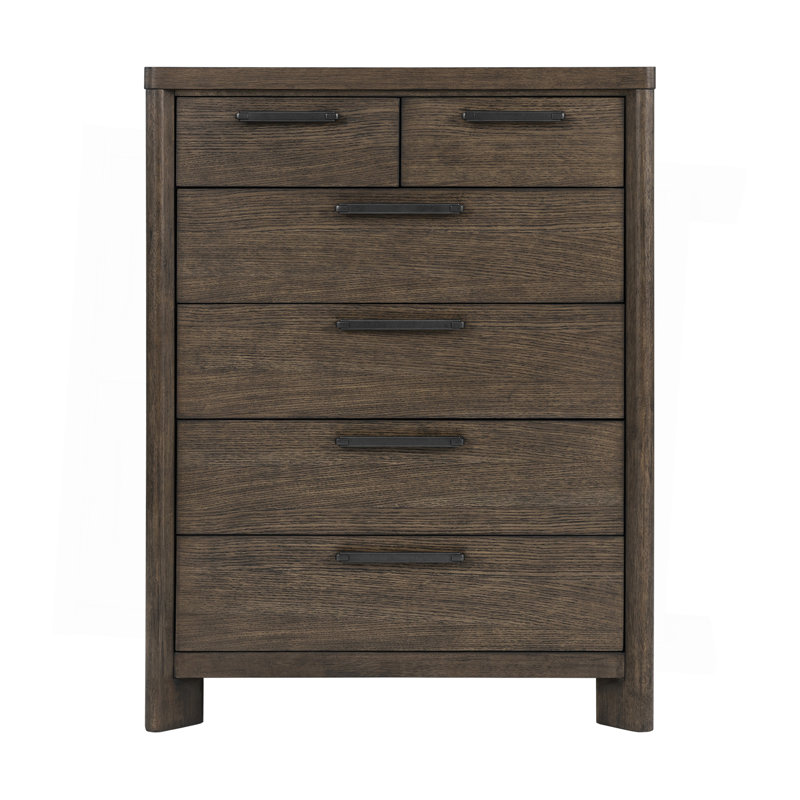 Commode 6 tiroirs chêne foncé
