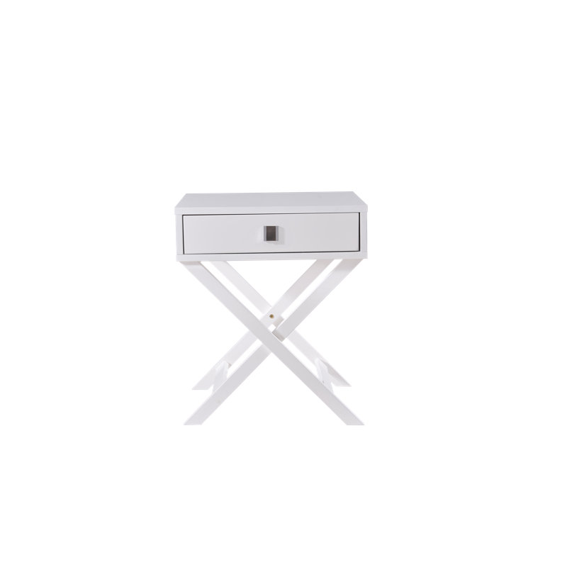 Bittoo Cross Legs End Table, White