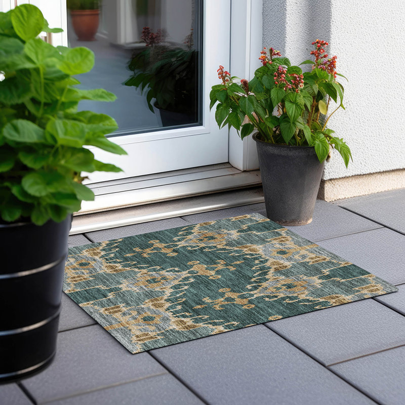 Malchow Washable Ikat Indoor / Outdoor Rug, Rectangle 1'8" x 2'6"