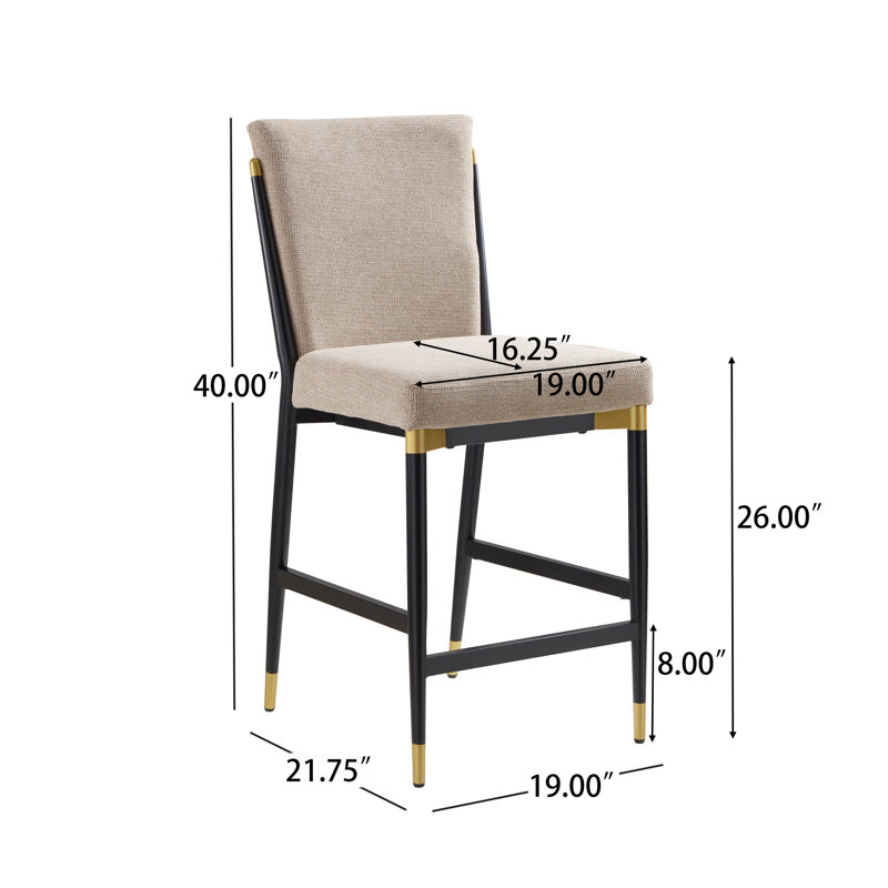 Ensemble de 2 tabourets modernes sans accoudoirs, Noir et brun, Noir et brun