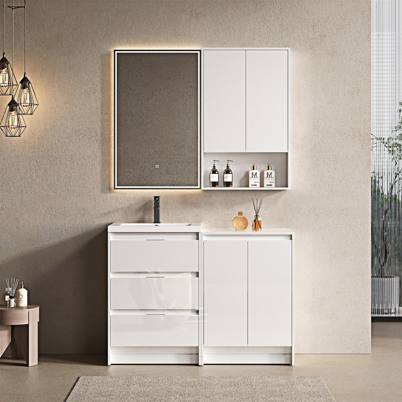 Meuble-lavabo autoportant avec lavabo en résine