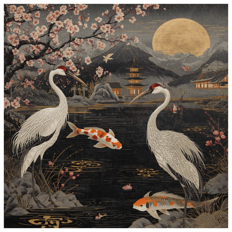 Cherry Blossom Cranes Comforter, Twin Extra Long