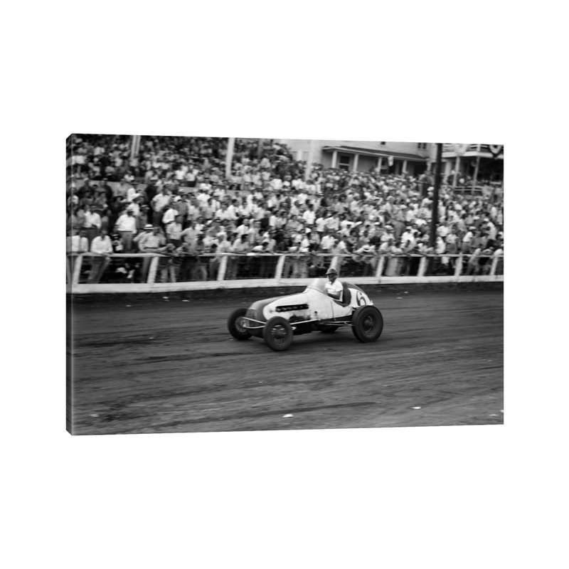 1930s-1940s Race Car Track And Crowd - Wrapped Canvas Print, 30.48 cm H x 45.72 cm W