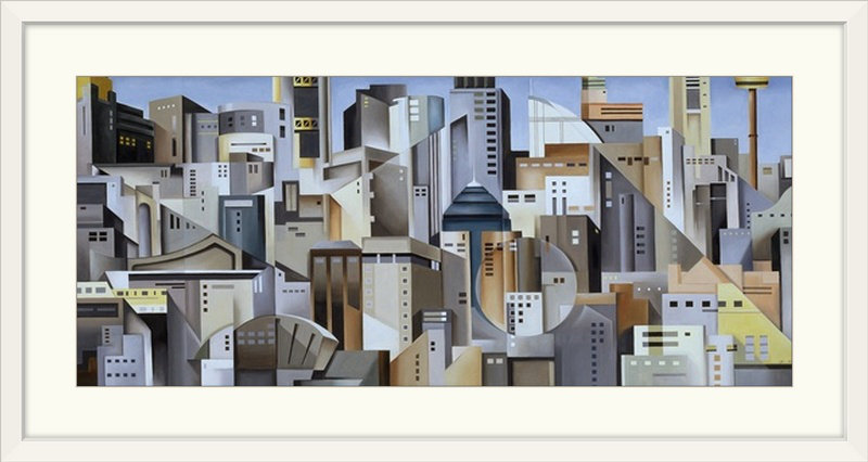 « composition look east » par catherine, impression, H 29 po x l 56 po x P 1 po, Cadre blanc