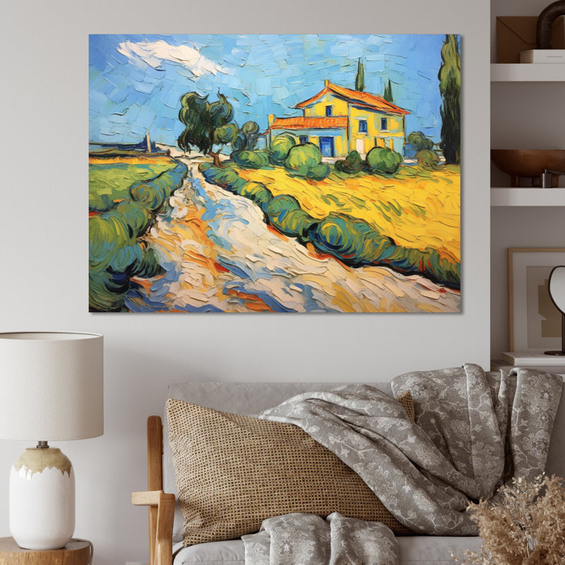 Vangogh, la maison jaune à Arles III, encadrée sur toile par Vincent Van Gogh, peinture, H 34 po x l 44 po x P 1,5 po