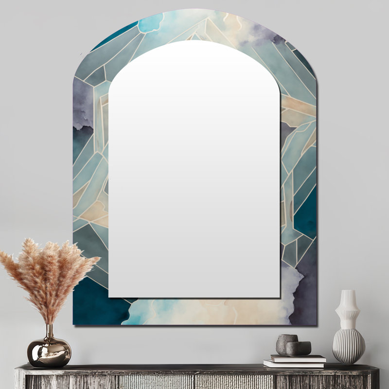 Fondamentaux motifs sacrés géométrie VII - grand miroir asymétrique géométrique, miroir mural décoratif arche moderne, art imprimé en métal
