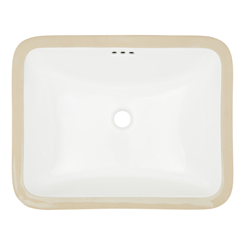 18" Mangrove Rectangular Vitreous China Undermount Bathroom Sink - White