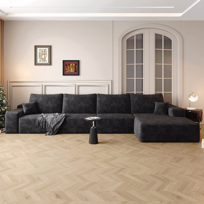Canapé modulaire en forme de L de 135 po avec méridienne en forme de L, canapé modulaire moderne avec siège profond, fauteuils rembourrés pour la chambre à coucher du salon, aucun assemblage requis