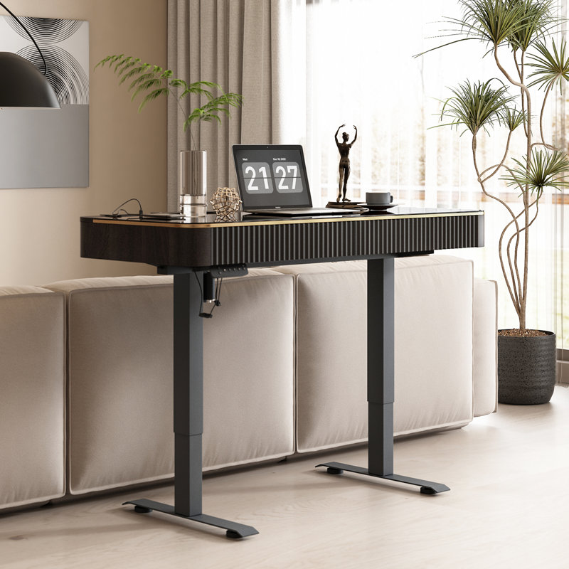Height Adjustable Rectangle Standing Desk , 74.9 cm H x 119.4 cm W x 58.4 cm D, Black/Black