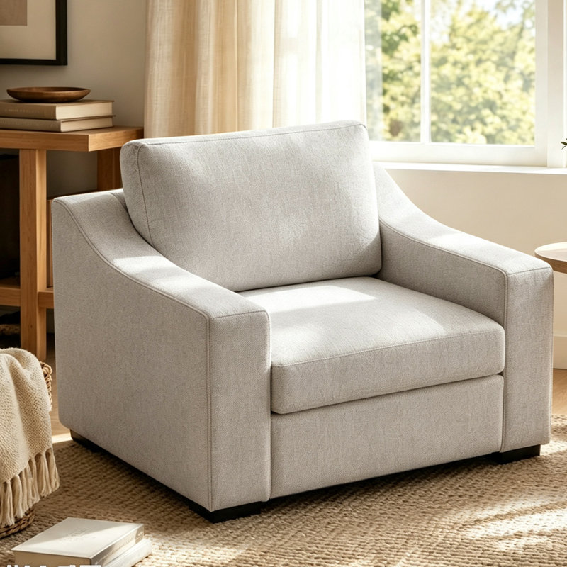 Chaise large et demi Stutsman CAL117, Mélange de polyester ivoire