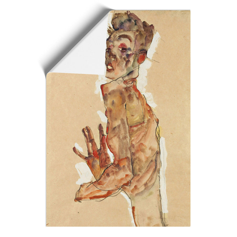 Self-Portrait Vol.3 by Egon Schiele - No Frame Painting, 30cm H x 21cm W x 0.1cm D