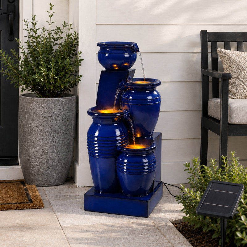 Cascade Fountain with Lights, Navy