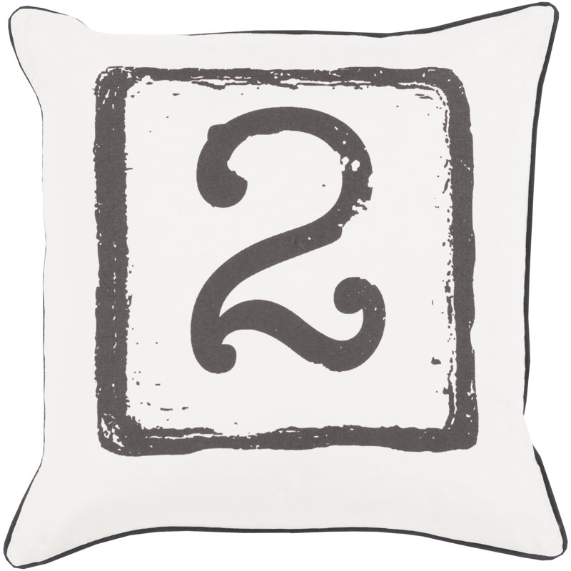 Housse de coussin en coton , 18 po x 18 po, Ivoire / Noir, 2