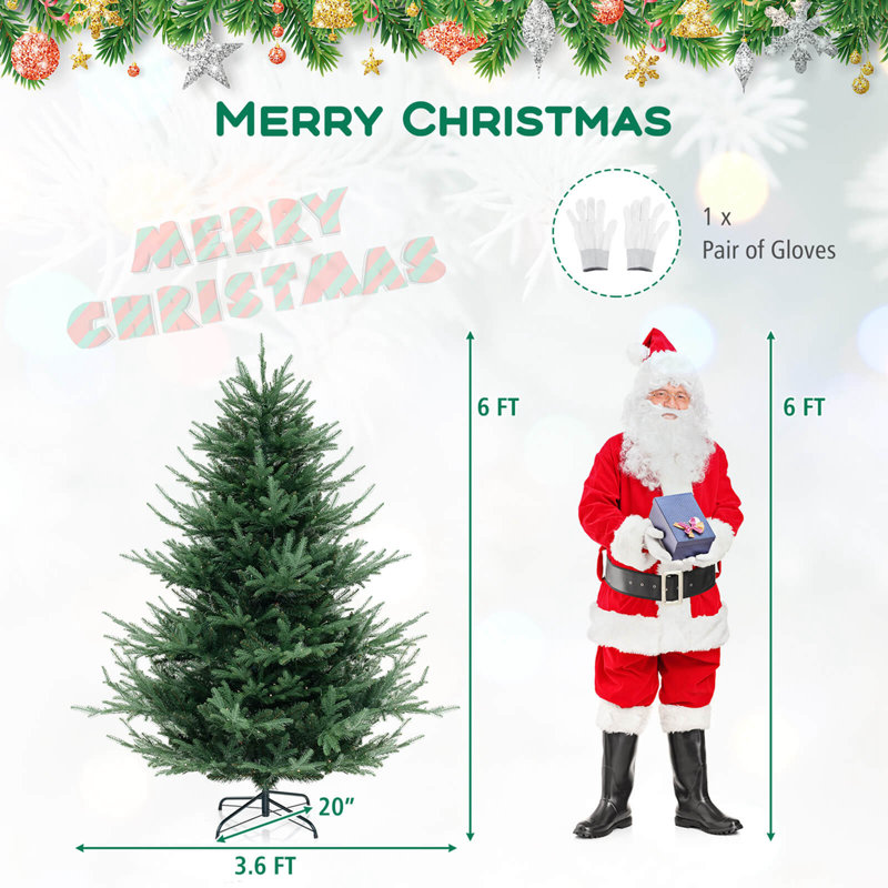  Arbre de Noël artificiel 6 pi avec 778 branches en PVC et 240 lumières à DEL blanc chaud, 6'