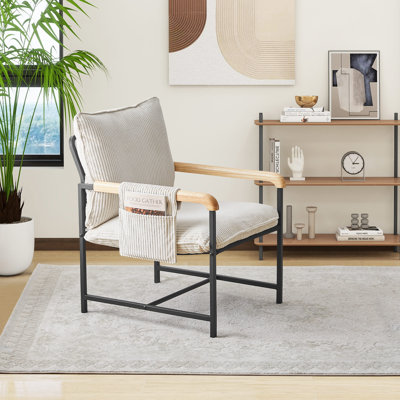 50cm H Fabric Upholstered Metal Armchair