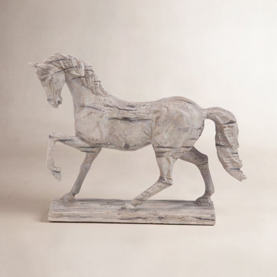 Beaudette Polystone Prancing Horse Decorative Beige Sculpture