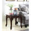 Table basse et table de bout en cerisier foncé 3 pièces, style fleuri, rectangulaire, rectangulaire pour le salon, avec détails élégants