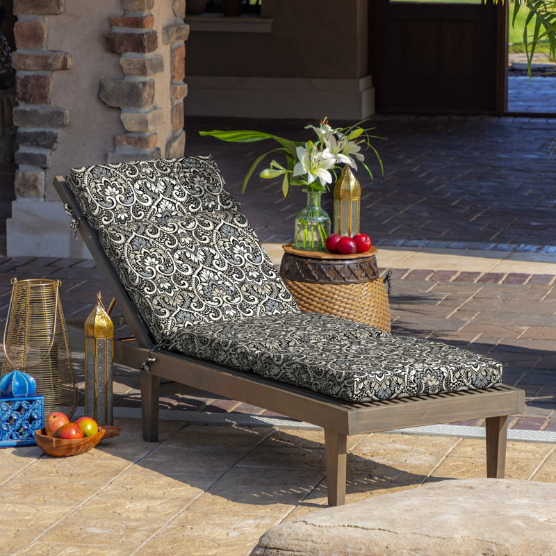 ARDEN Outdoor Chaise Lounge 3.5" Cushion, Black, 2.5" H x 42.5" W x 21" D
