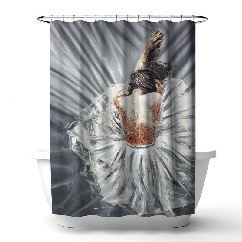 Shower Curtain FI86 – Polyester Shower Curtain, Dye Sublimation Print, 71" W × 74" L