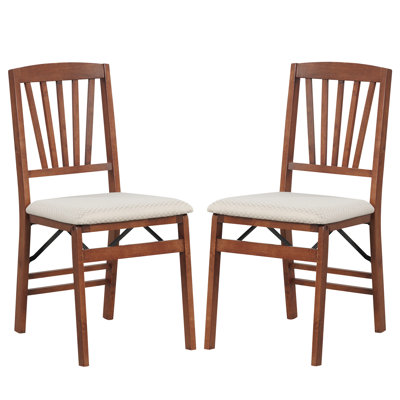 48cm H Solid Wood Folding Side Chair in Brown