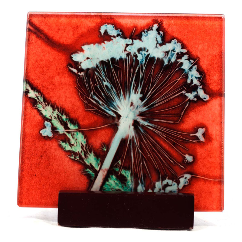 Guynn Glass Square 1 Piece Coaster, Red