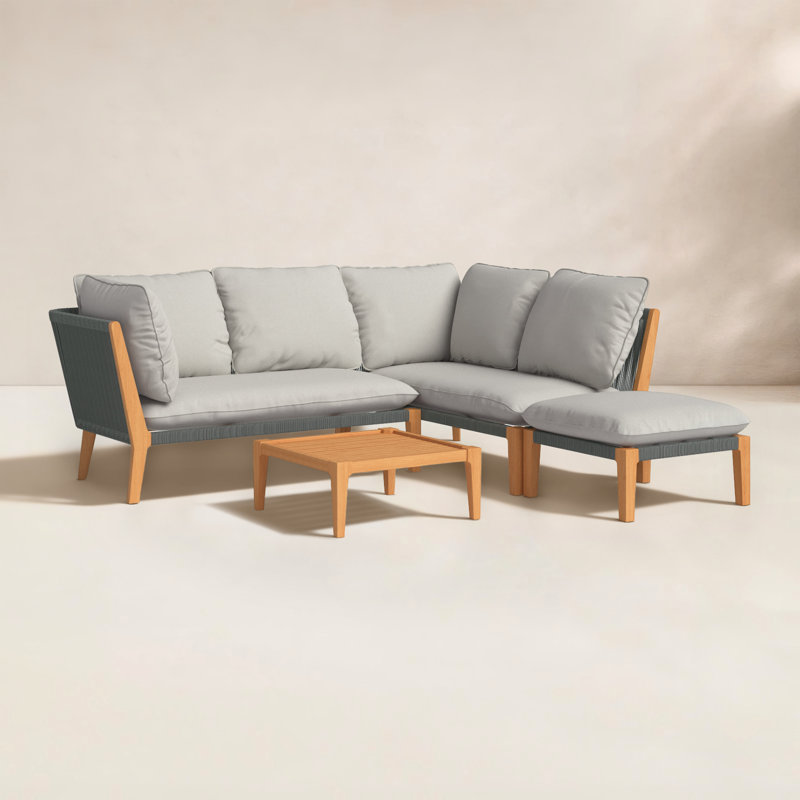 Habitat Eucalyptus 5 - Person Modular Patio Conversation Set with Cushions, Gray