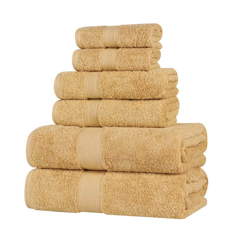 Ensemble de serviettes en coton biologique Lyndon, Doré, Ensemble 6 pièces