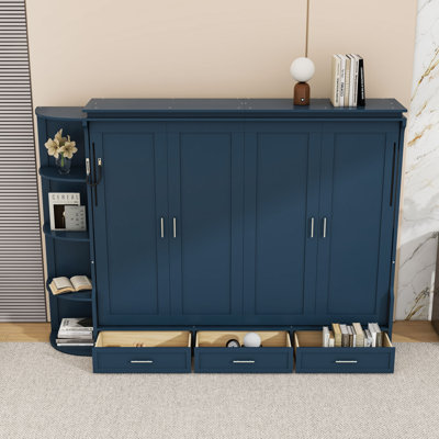 Lit escamotable avec tablettes et 3 tiroirs Murphy