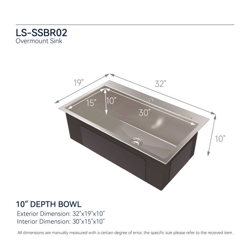 Stainless Steel Kitchen Sink, Single Bowl, Overmount Handmade Sink In Brushed Nickel, With Us Standard Drain And Hook
