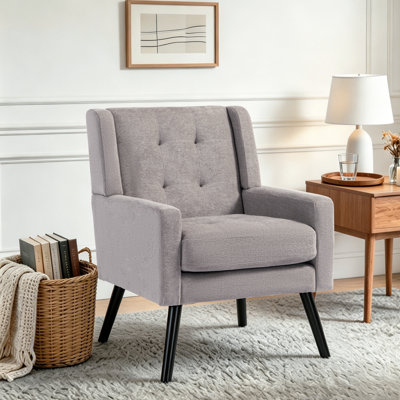 Tufted Upholstered Wide Back Armchair
