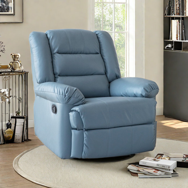 Tazeem Swivel Recliner, Ivory Faux Leather