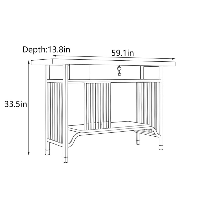 Nouvelle table d'entrée de style chinois, H 33,5 po x l 59,1 po x P 13,8 po
