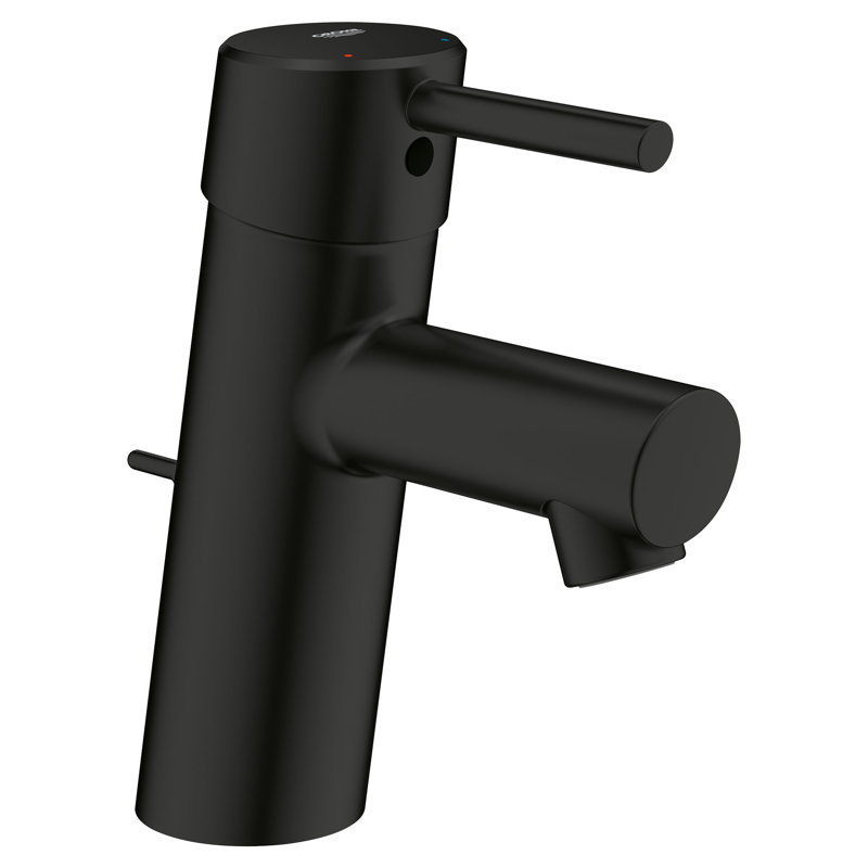 Robinet de salle de bain à un trou Concetto ™, Noir mat, Ensemble de drain inclus : Oui