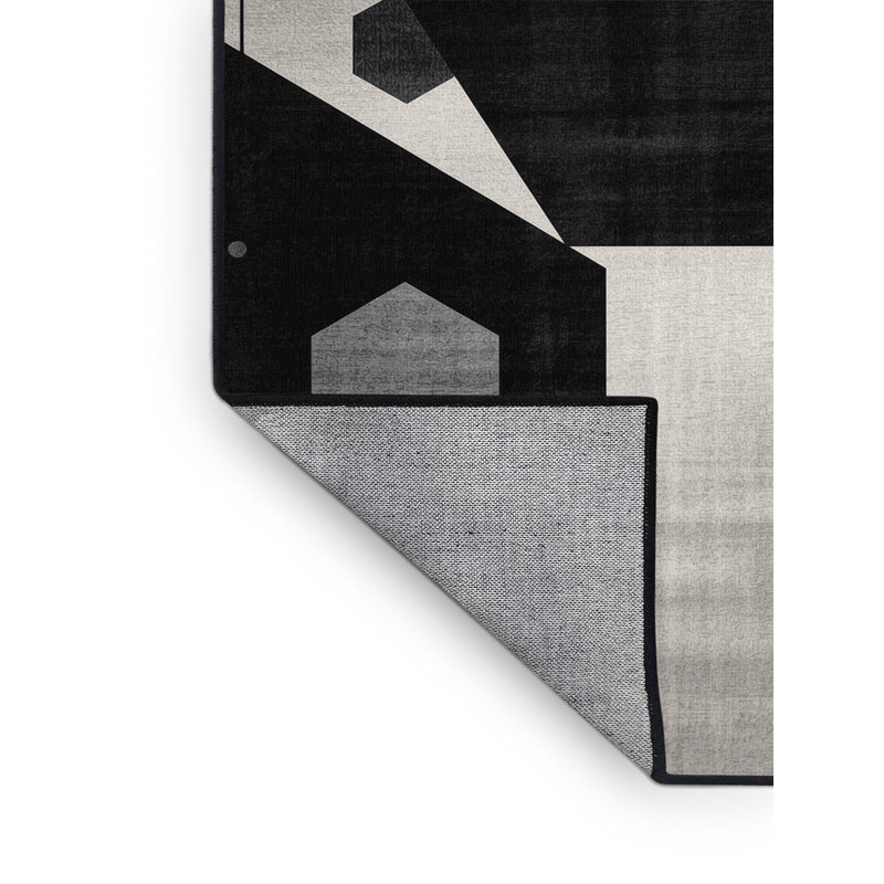 Tapis gris / noir à motif géométrique lavable à la machine Manhasset, 5 x 8