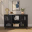 Meuble télé moderne en bois massif Mid-Century, 2 portes avec tablette centrale-739560210