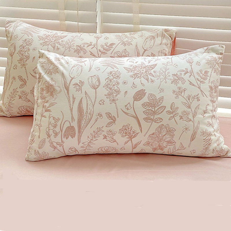 Duvet Cover White Pink Floral Leaf Bedding, King Duvet Cover + 2 King Pillowcases