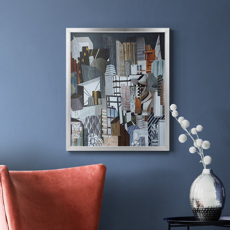 Toile encadrée de qualité supérieure Western Metropolis - prête à être accrochée, Argent, H 24 po x l 20 po