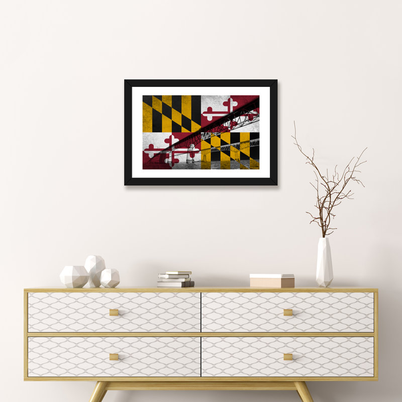 « maryland (chesapeake bay bridge) »-impression sur image, Papier avec cadre noir, H 32 po x l 24 po x P 1 po