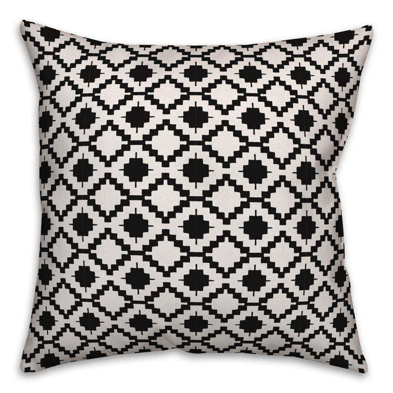  Coussin Circles, Blanc / Noir, 20 po x 20 po