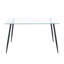 Table à manger rectangulaire Modern Kitchen de 51 po avec plateau en verre trempé transparent et pieds en métal noir-1758682633