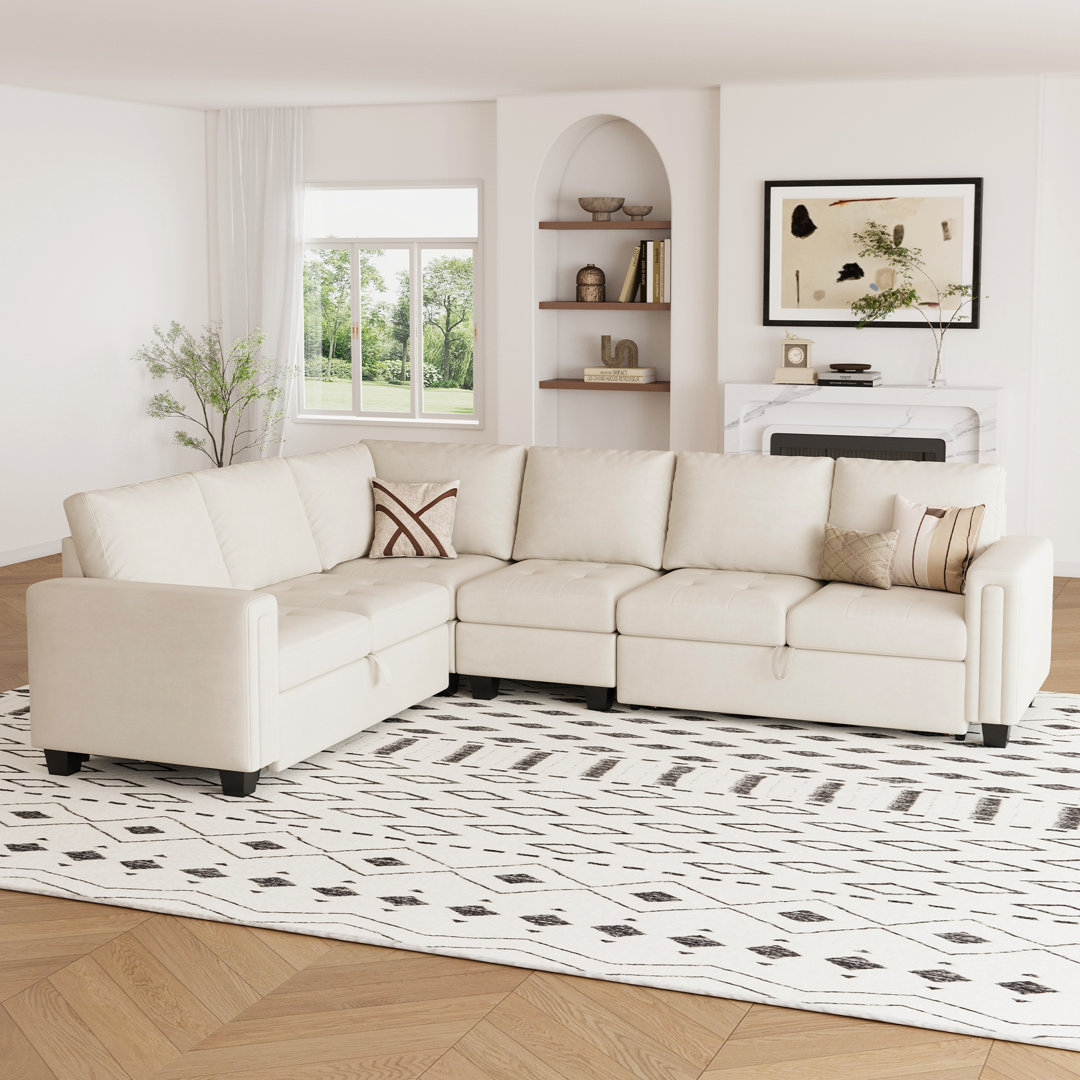 Shavera Velvet Modern Modular L-Shaped Sleeper Sofa Bed Mercer41 Body