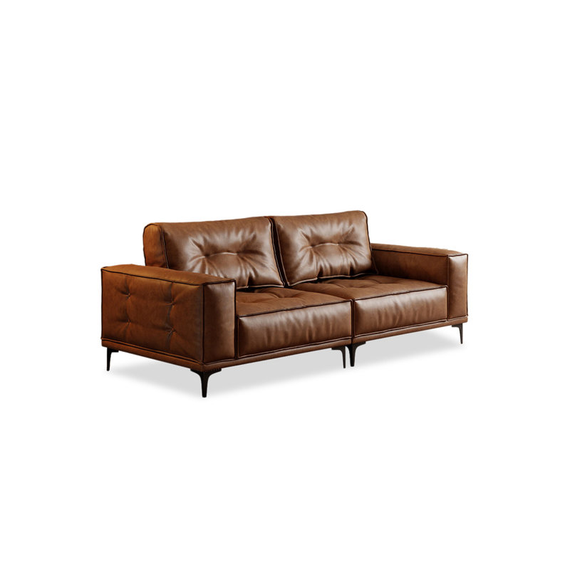 Canapé brun modulaire en similicuir, H 37,4 po x l 98,43 po x P 32,68 po, Brun