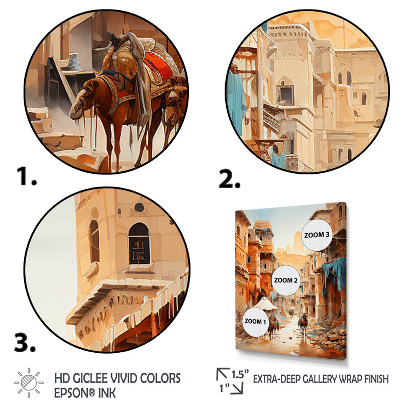 Voyage en arabe sur la route de la soie I - Art mural arabe, Cadre flottant noir, H 32 po x l 24 po x P 1 po
