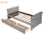 Lit de jour simple gris avec tiroirs de rangement fonctionnels et support de literie en lattes de bois massif-1030791589