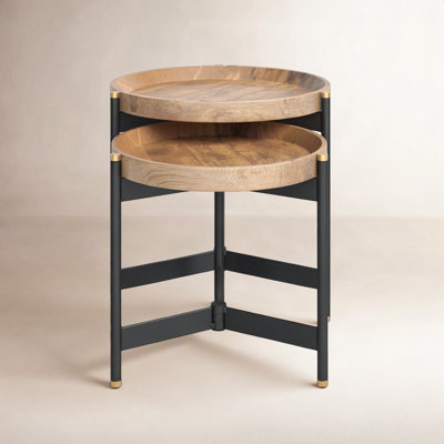 Milda Solid Wood Tray Top Nesting Tables