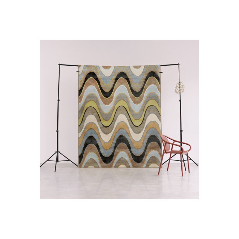 Tapis décoratif lavable à la machine beige, Rectangle 5 pi 1 po x 7 pi 7 po