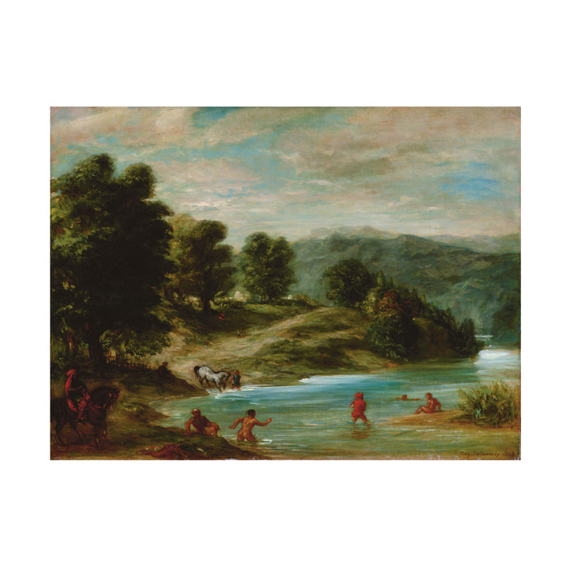 Ferdinand Victor Eugene Delacroix, Les rives de la rivière Sebou, 1858, art sur toile, H 14 po x l 19 po
