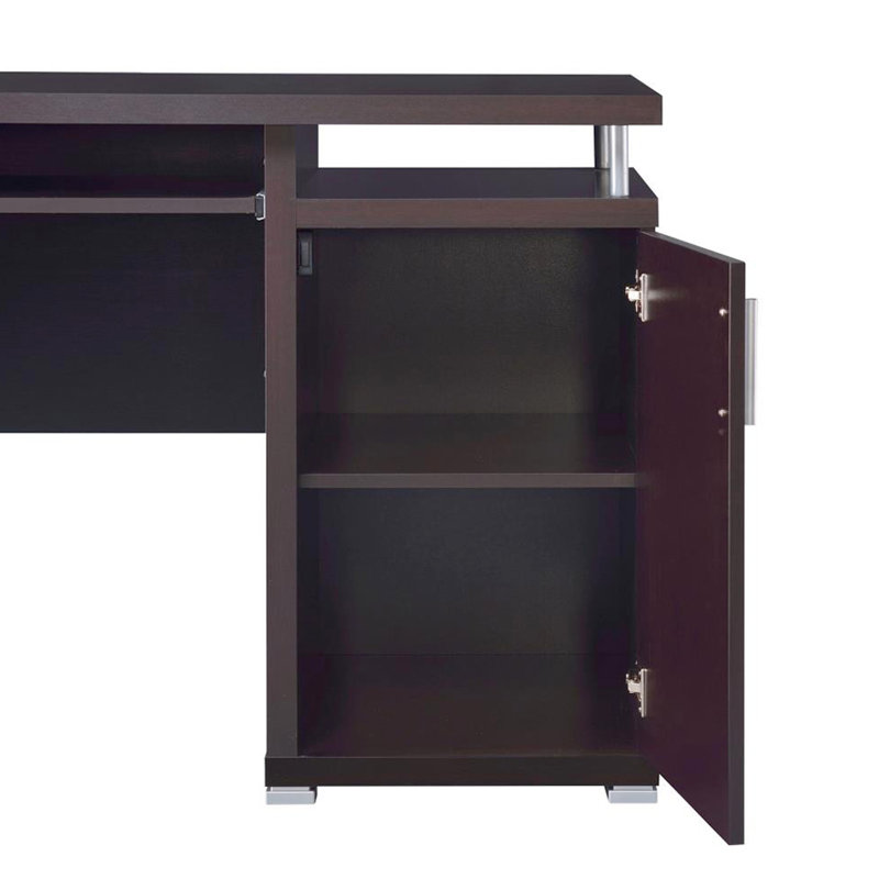 Bureau d'ordinateur Cappuccino avec 2 tiroirs, armoire et système de rangement rectangulaire Advancement.